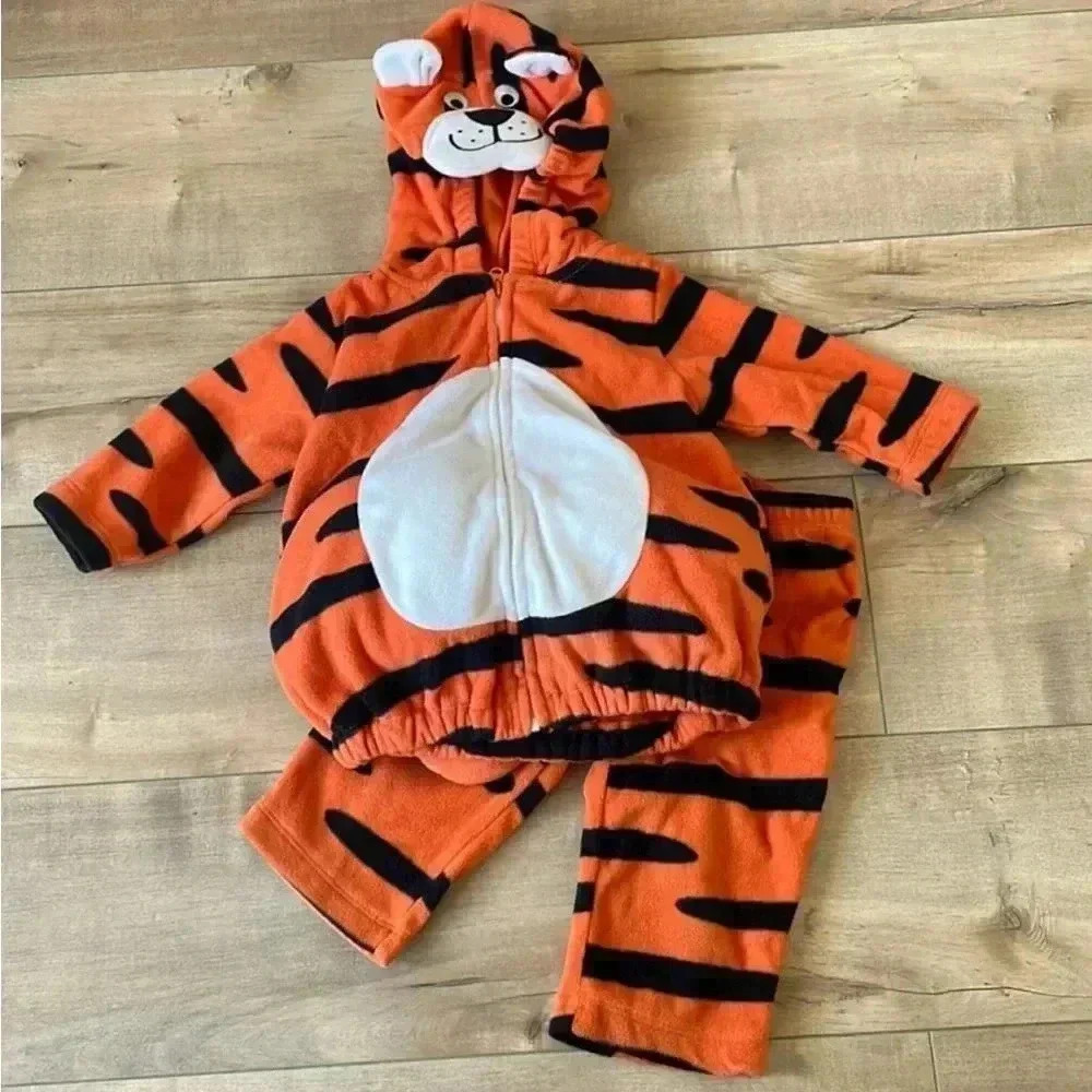 4/$25 Carters Tiger Baby Halloween Costume Sz 6-9 Months 2 piece Hoodie